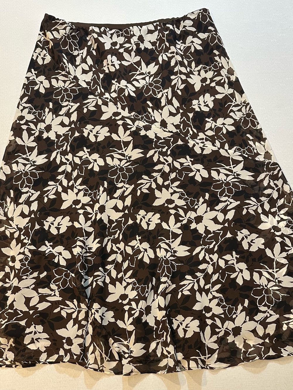 Liz Claiborne Brown Floral Midi Skirt Size 10